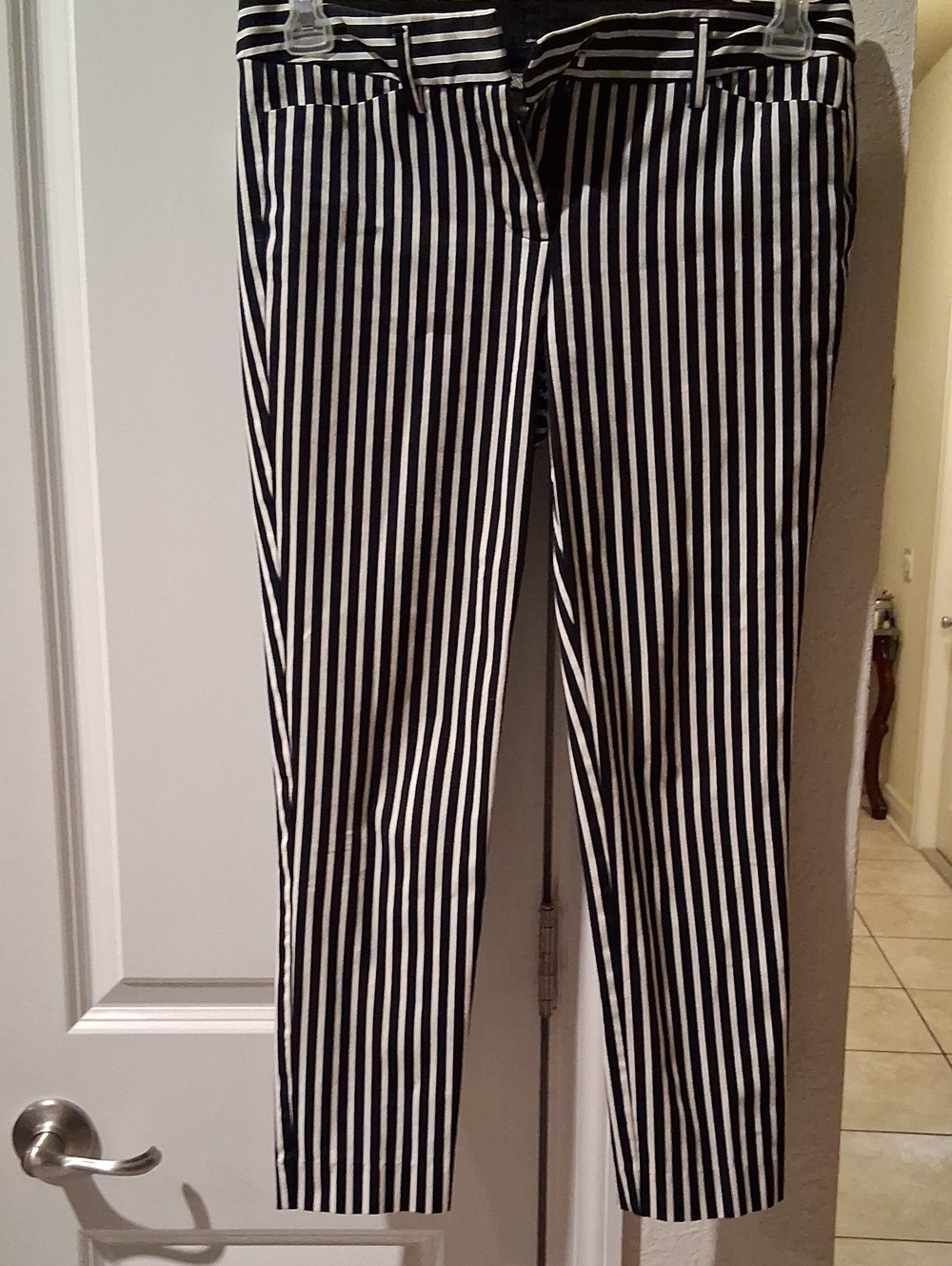 Worthington Black and White Vertical Stripe Chinos